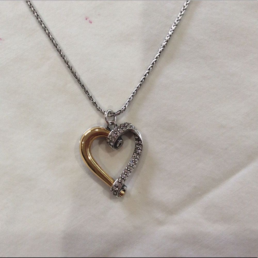 Brighton rhinestone heart necklace w/chain